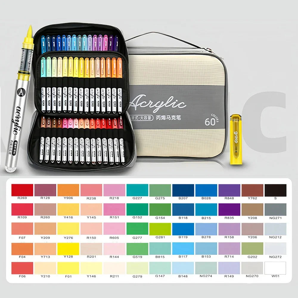 Buy The Best By Artsulli - Art is Long Life Short - High Coverage Acrylic Paint Markers Brush Tip Pens Set for DIY Crafts & Supplies