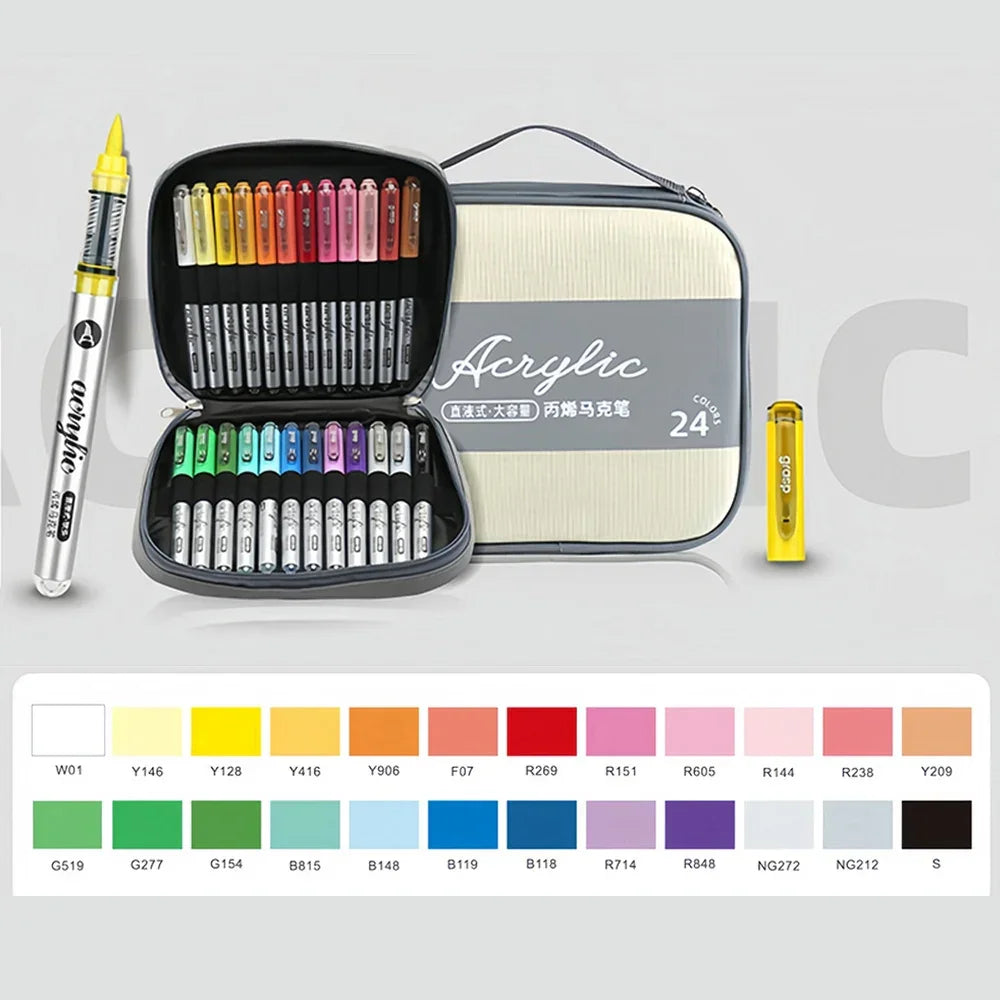 Buy The Best By Artsulli - Art is Long Life Short - High Coverage Acrylic Paint Markers Brush Tip Pens Set for DIY Crafts & Supplies