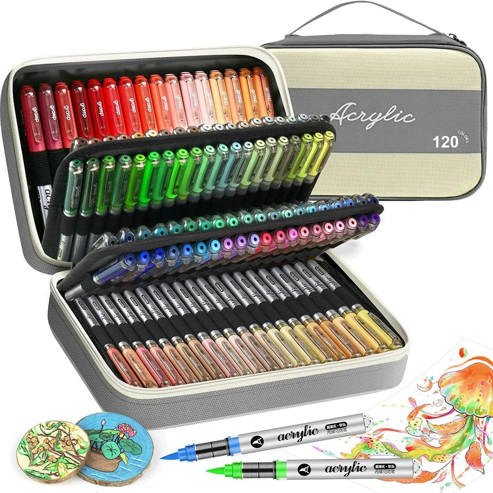 Buy The Best By Artsulli - Art is Long Life Short - High Coverage Acrylic Paint Markers Brush Tip Pens Set for DIY Crafts & Supplies