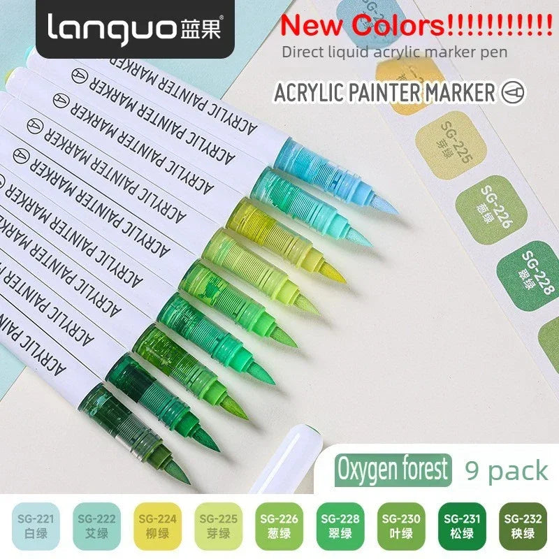 Buy The Best By Artsulli - Art is Long Life Short - Languo 207/9 Direct Liquid Acrylic Markers Brush Color Marker Pen for Rock Painting