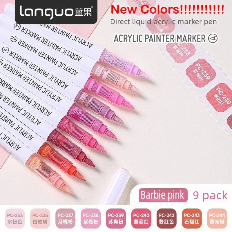 Buy The Best By Artsulli - Art is Long Life Short - Languo 207/9 Direct Liquid Acrylic Markers Brush Color Marker Pen for Rock Painting