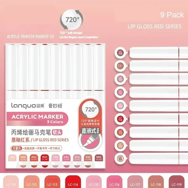 Buy The Best By Artsulli - Art is Long Life Short - Languo 207/9 Direct Liquid Acrylic Markers Brush Color Marker Pen for Rock Painting