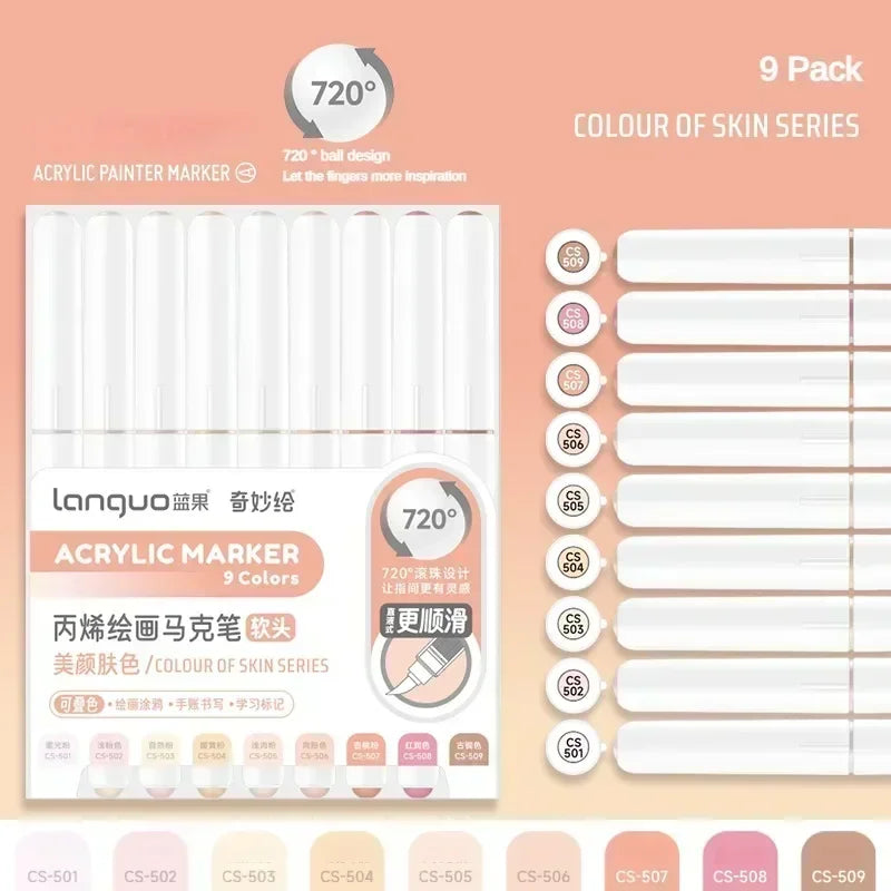 Buy The Best By Artsulli - Art is Long Life Short - Languo 207/9 Direct Liquid Acrylic Markers Brush Color Marker Pen for Rock Painting