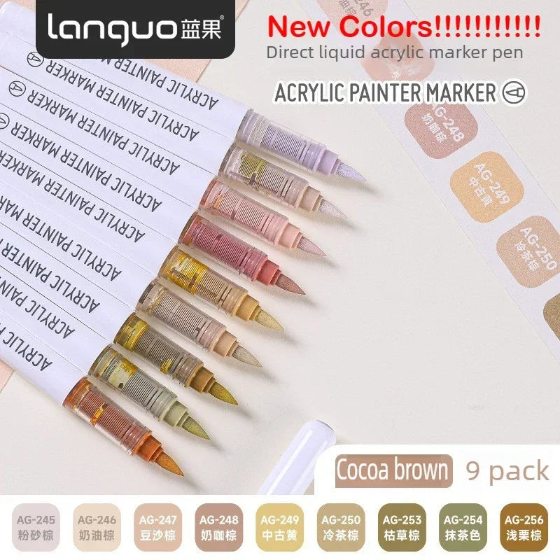 Buy The Best By Artsulli - Art is Long Life Short - Languo 207/9 Direct Liquid Acrylic Markers Brush Color Marker Pen for Rock Painting