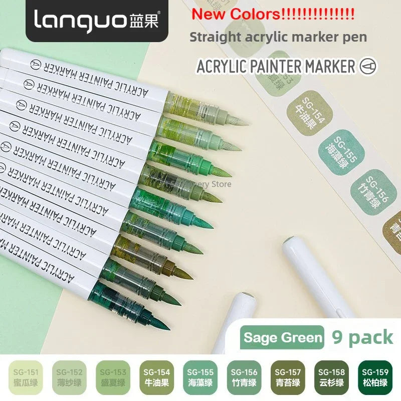 Buy The Best By Artsulli - Art is Long Life Short - LANGUO 240/9 Colors Acrylic Color Markers Direct Liquid Paint Marker Pen DIY Drawing