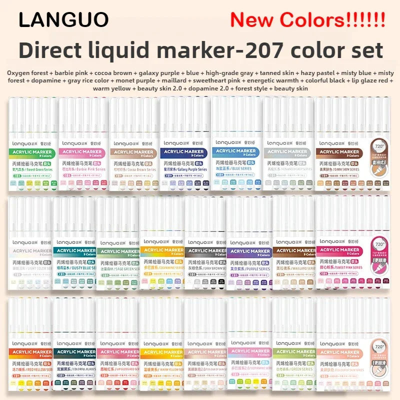 Buy The Best By Artsulli - Art is Long Life Short - LANGUO 240/9 Colors Acrylic Color Markers Direct Liquid Paint Marker Pen DIY Drawing