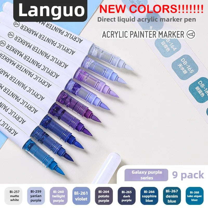 Buy The Best By Artsulli - Art is Long Life Short - LANGUO 240/9 Colors Acrylic Color Markers Direct Liquid Paint Marker Pen DIY Drawing