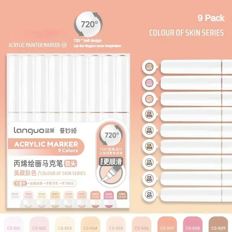 Buy The Best By Artsulli - Art is Long Life Short - LANGUO 240/9 Colors Acrylic Color Markers Direct Liquid Paint Marker Pen DIY Drawing