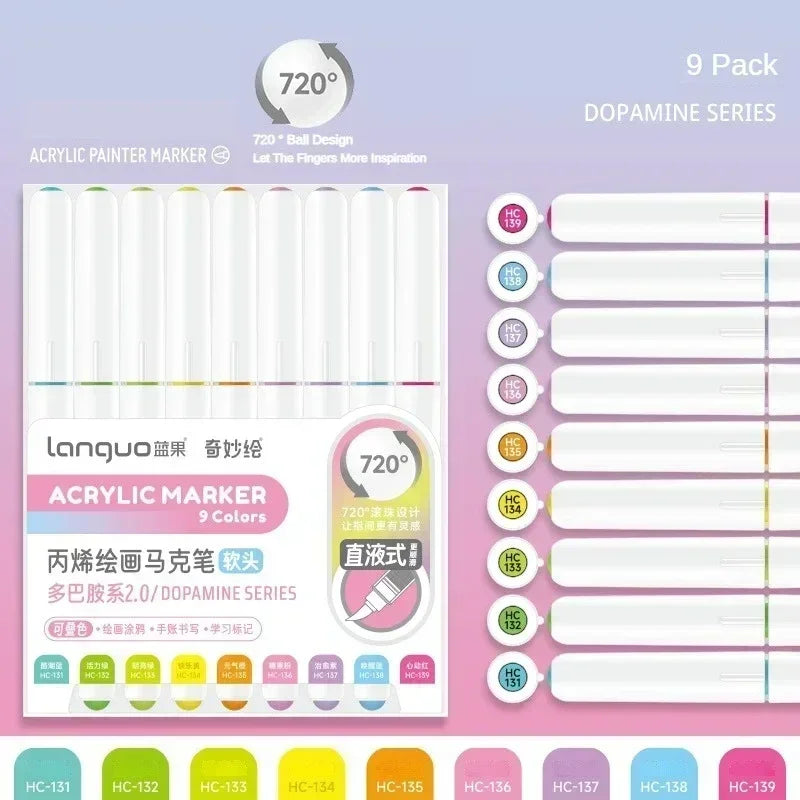 Buy The Best By Artsulli - Art is Long Life Short - LANGUO 240/9 Colors Acrylic Color Markers Direct Liquid Paint Marker Pen DIY Drawing