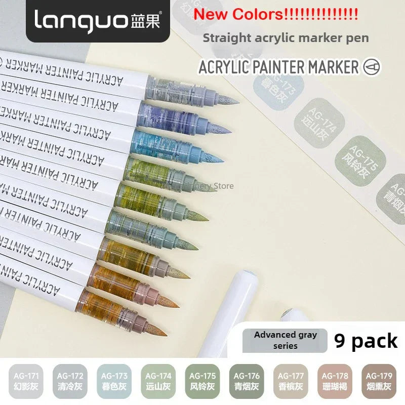 Buy The Best By Artsulli - Art is Long Life Short - LANGUO 240/9 Colors Acrylic Color Markers Direct Liquid Paint Marker Pen DIY Drawing