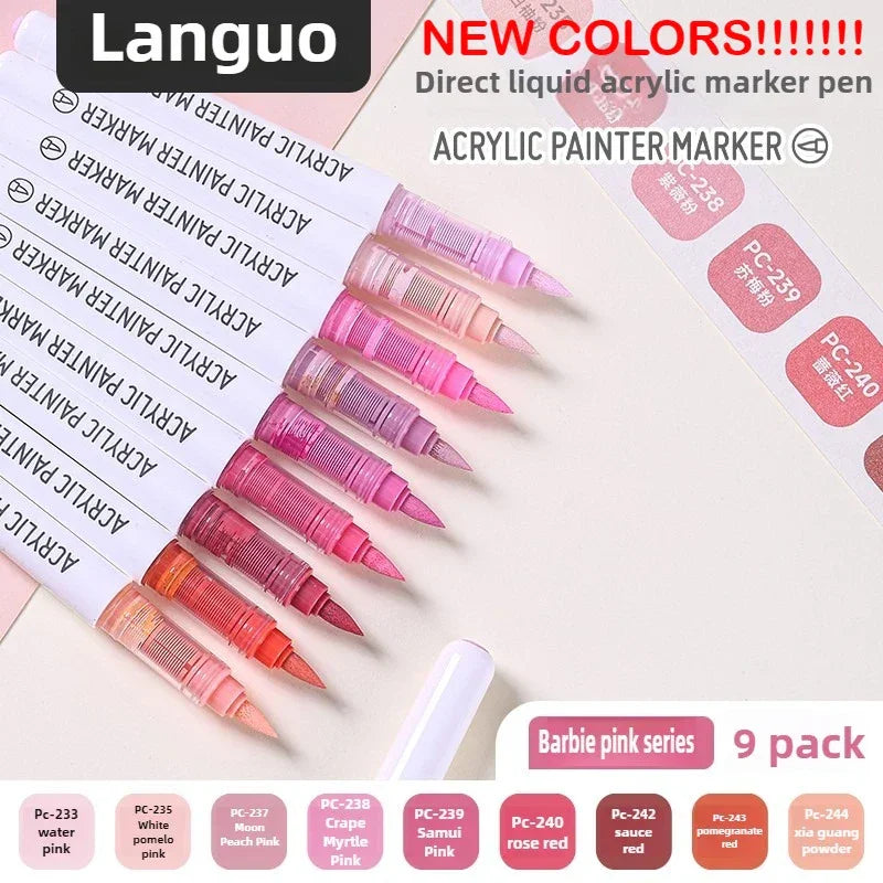 Buy The Best By Artsulli - Art is Long Life Short - LANGUO 240/9 Colors Acrylic Color Markers Direct Liquid Paint Marker Pen DIY Drawing