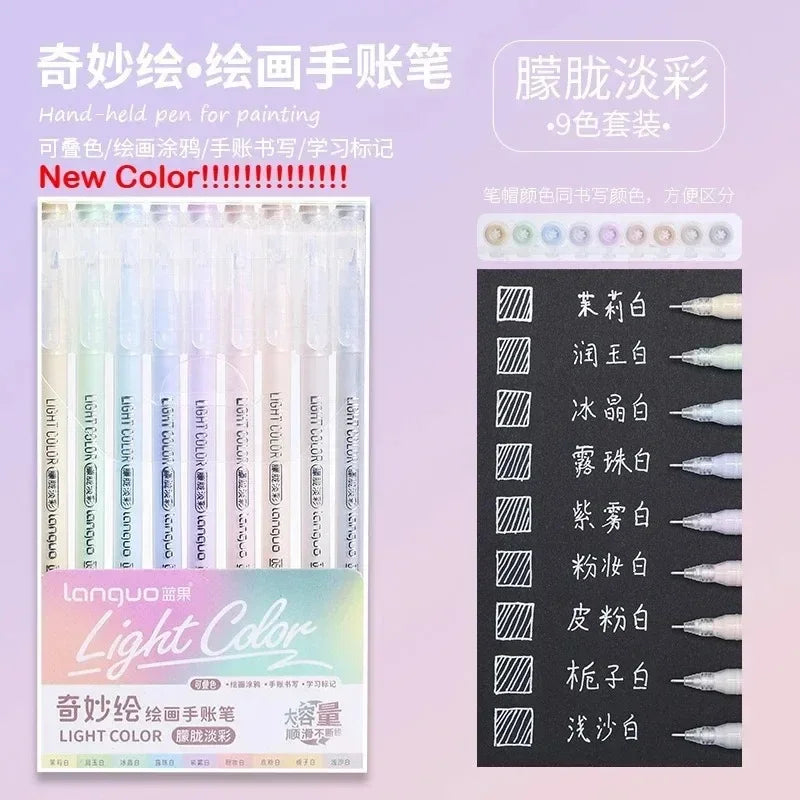 Buy The Best By Artsulli - Art is Long Life Short - LANGUO 240/9 Colors Direct Liquid Acrylic Marker Soft Brush Paint Pen For Manga