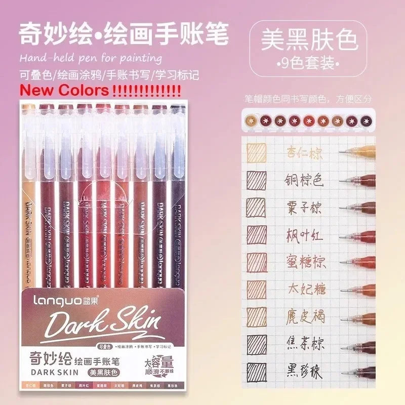 Buy The Best By Artsulli - Art is Long Life Short - LANGUO 240/9 Colors Direct Liquid Acrylic Marker Soft Brush Paint Pen For Manga