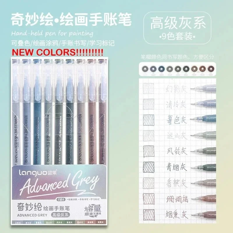 Buy The Best By Artsulli - Art is Long Life Short - LANGUO 240/9 Colors Direct Liquid Acrylic Marker Soft Brush Paint Pen For Manga