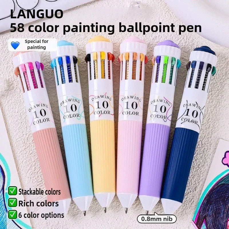 Buy The Best By Artsulli - Art is Long Life Short - LANGUO 28/30 Colors Ballpoint Pen 0.8mm Cartoon Soft Grip Press for Drawing Multicolor