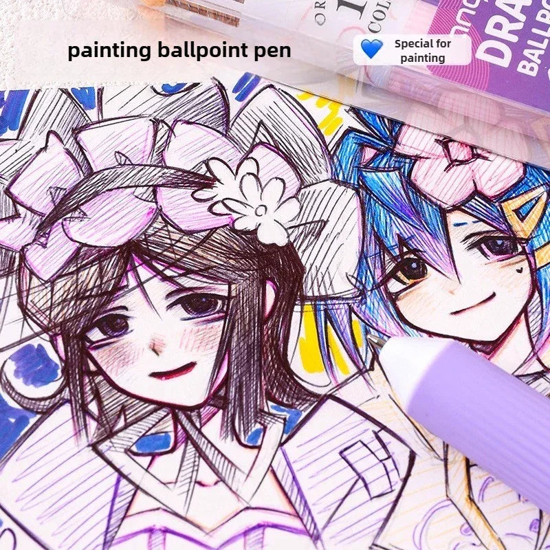 Buy The Best By Artsulli - Art is Long Life Short - LANGUO 28/30 Colors Ballpoint Pen 0.8mm Cartoon Soft Grip Press for Drawing Multicolor
