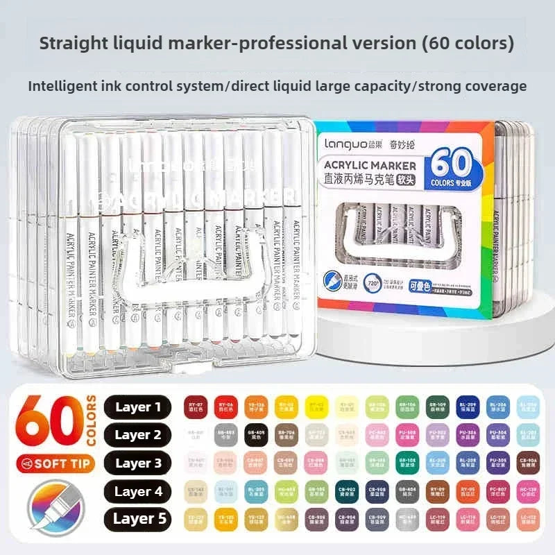 Buy The Best By Artsulli - Art is Long Life Short - LANGUO 288/9 Colors Direct Liquid Acrylic Markers Brush Marker Pen for Painting Stone