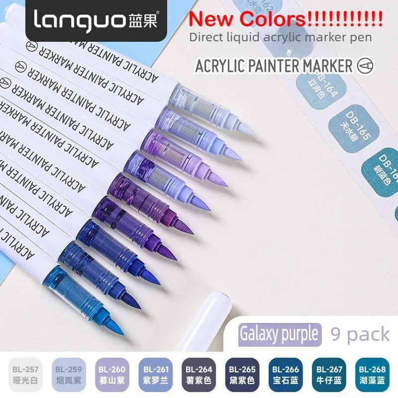 Buy The Best By Artsulli - Art is Long Life Short - LANGUO 288/9 Colors Direct Liquid Acrylic Markers Brush Marker Pen for Painting Stone