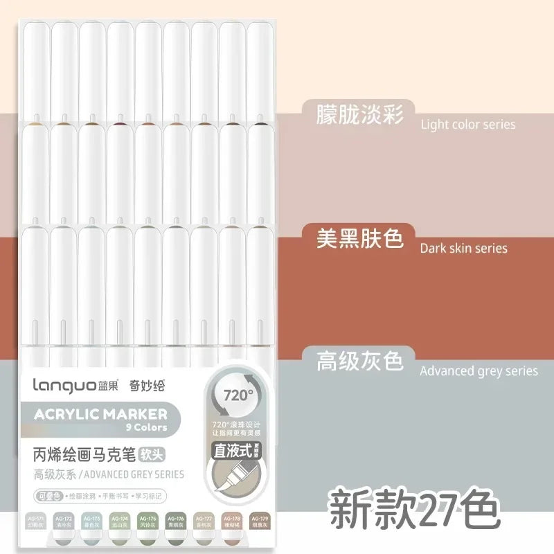 Buy The Best By Artsulli - Art is Long Life Short - LANGUO 288/9 Colors Direct Liquid Acrylic Markers Brush Marker Pen for Painting Stone