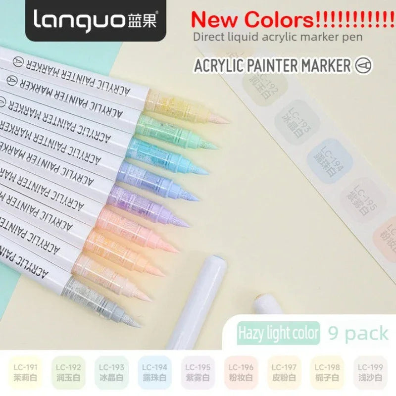 Buy The Best By Artsulli - Art is Long Life Short - LANGUO 288/9 Colors Direct Liquid Acrylic Markers Brush Marker Pen for Painting Stone
