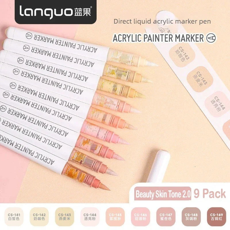 Buy The Best By Artsulli - Art is Long Life Short - LANGUO 288/9 Colors Direct Liquid Acrylic Markers Brush Marker Pen for Painting Stone