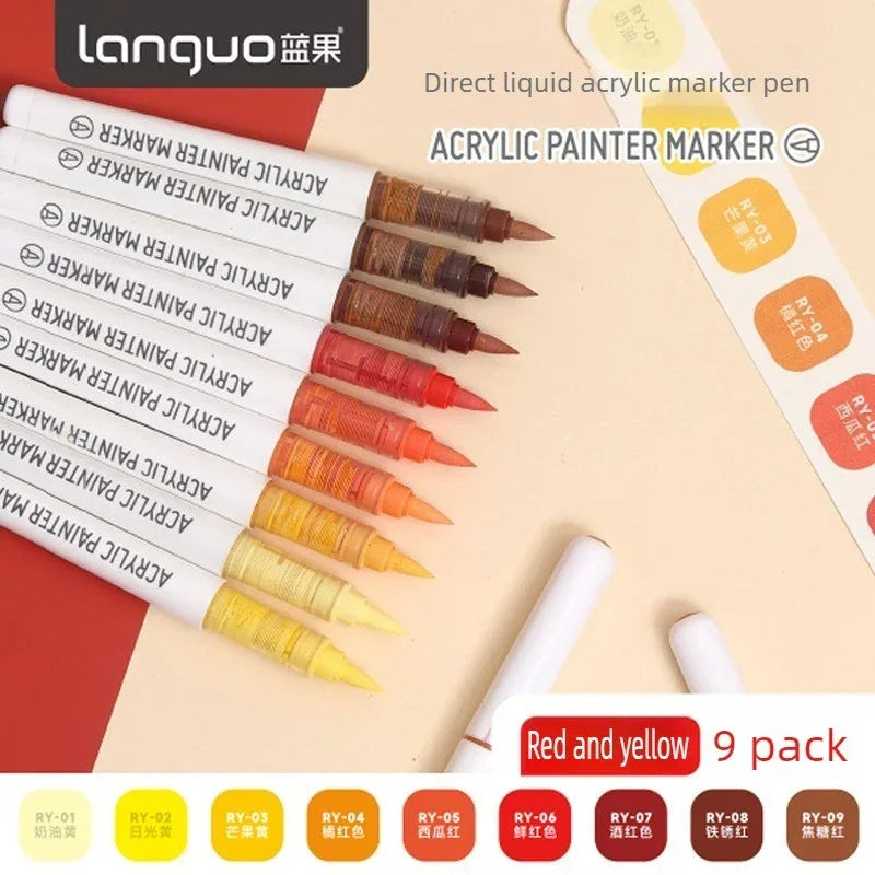 Buy The Best By Artsulli - Art is Long Life Short - LANGUO 288/9 Colors Direct Liquid Acrylic Markers Brush Marker Pen for Painting Stone