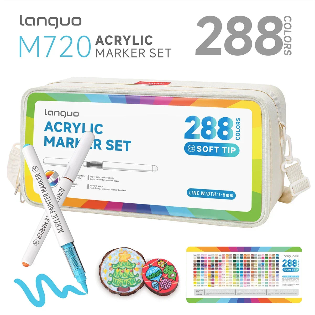 Buy The Best By Artsulli - Art is Long Life Short - LANGUO 96-288 Colors Direct Liquid Acrylic Paint Pens Brush Marker Pen for Painting