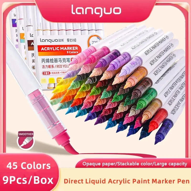 Buy The Best By Artsulli - Art is Long Life Short - Languo Acrylic Markers Set Can Be Stacking Color Intelligent Control Ink Pens Supplies