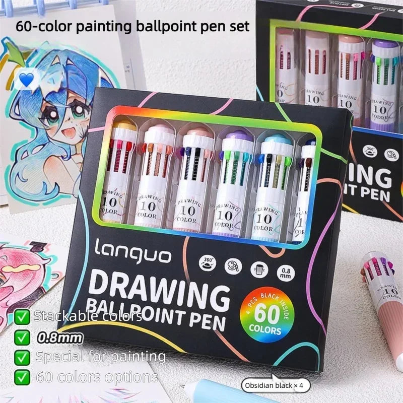 Buy The Best By Artsulli - Art is Long Life Short - Languo Ballpoint Pens 28 Color Cartoon 0.8mm Soft Grip Press Multicolor for Writing