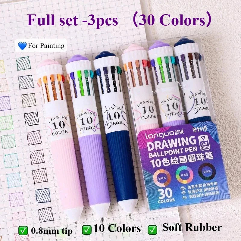 Buy The Best By Artsulli - Art is Long Life Short - Languo Ballpoint Pens 28 Color Cartoon 0.8mm Soft Grip Press Multicolor for Writing