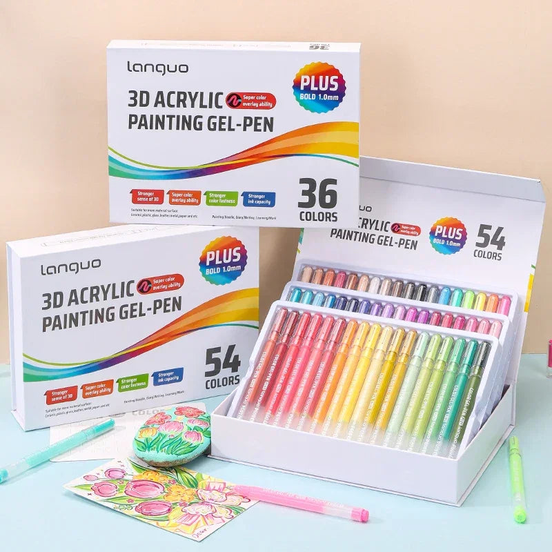 Buy The Best By Artsulli - Art is Long Life Short - Languo Three-Dimensional Effect Acrylic Painting Gel Pens Set 1.0mm Tip Kawaii
