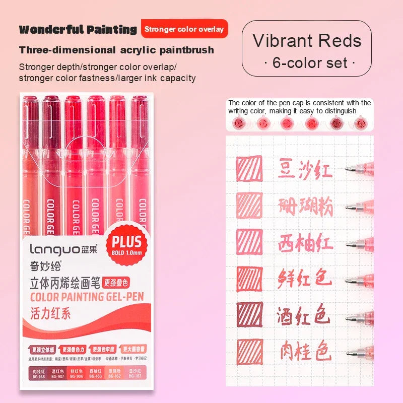 Buy The Best By Artsulli - Art is Long Life Short - Languo Three-Dimensional Effect Acrylic Painting Gel Pens Set 1.0mm Tip Kawaii