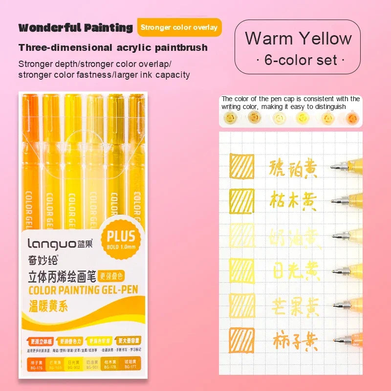Buy The Best By Artsulli - Art is Long Life Short - Languo Three-Dimensional Effect Acrylic Painting Gel Pens Set 1.0mm Tip Kawaii