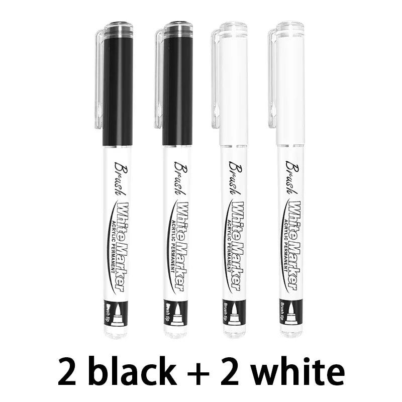 Buy The Best By Artsulli - Art is Long Life Short - Large Capacity Permanent Black/White Acrylic Paint Pen for Supplies Fabric Markers DIY