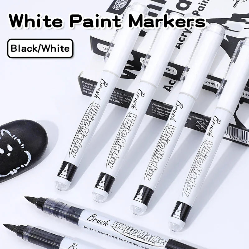 Buy The Best By Artsulli - Art is Long Life Short - Large Capacity Permanent Black/White Acrylic Paint Pen for Supplies Fabric Markers DIY