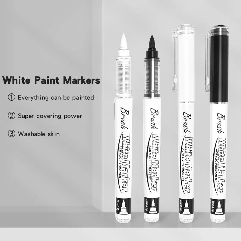 Buy The Best By Artsulli - Art is Long Life Short - Large Capacity Permanent Black/White Acrylic Paint Pen for Supplies Fabric Markers DIY