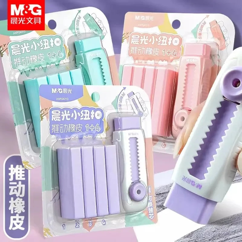 Buy The Best By Artsulli - Art is Long Life Short - M&G Push-Pull Pencil Eraser for Students Set of 1 + 4 Non-Marking Less-Dust School
