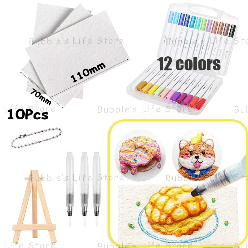 Buy The Best By Artsulli - Art is Long Life Short - Magic Paint 3D Drawing Canvas Sponge Texture Painting Kit DIY Bubble Pens Supplies