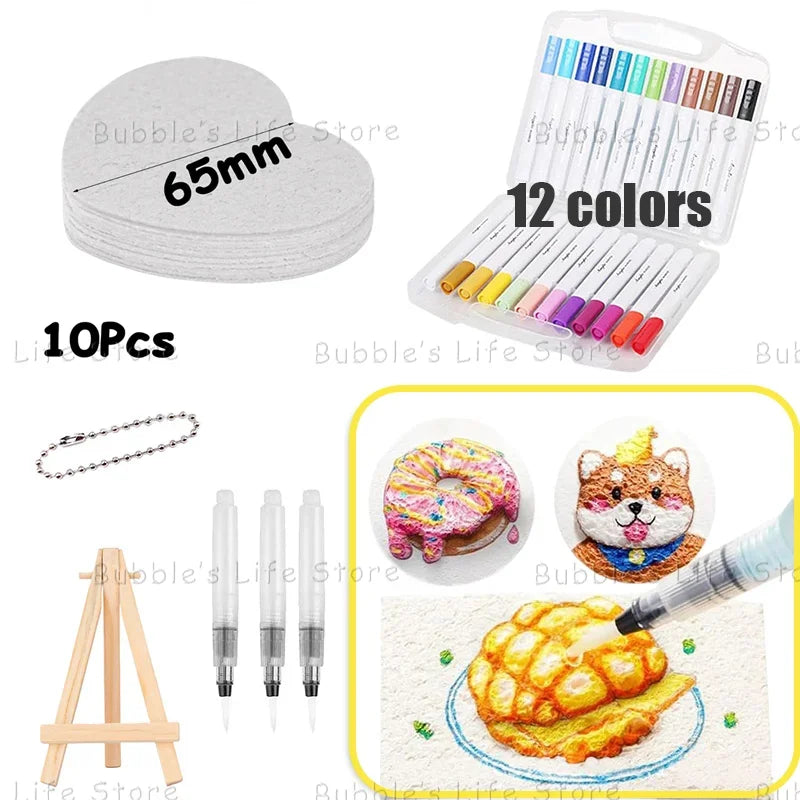 Buy The Best By Artsulli - Art is Long Life Short - Magic Paint 3D Drawing Canvas Sponge Texture Painting Kit DIY Bubble Pens Supplies