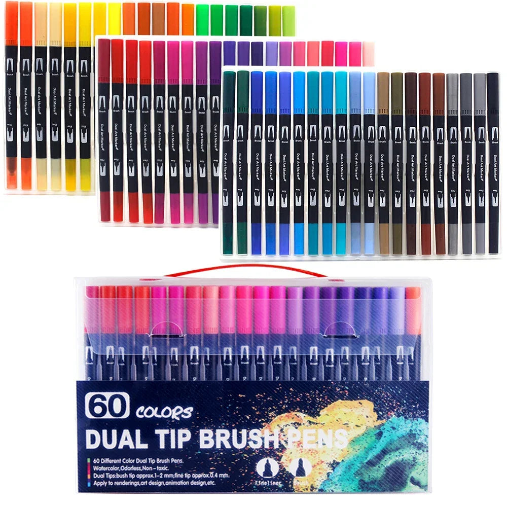Buy The Best By Artsulli - Art is Long Life Short - Markers Set 36/48/72/120 Colors FineLiner Dual Tip Brush Pen Drawing Painting