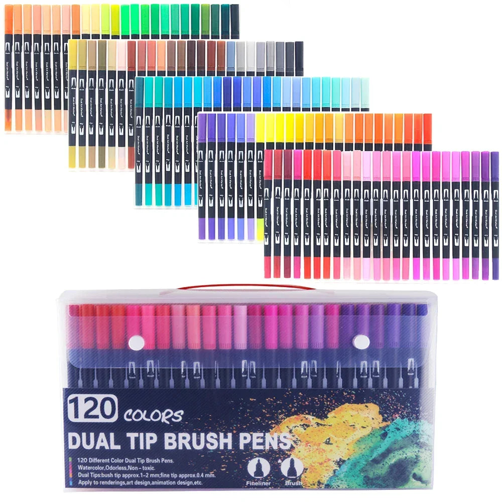 Buy The Best By Artsulli - Art is Long Life Short - Markers Set 36/48/72/120 Colors FineLiner Dual Tip Brush Pen Drawing Painting