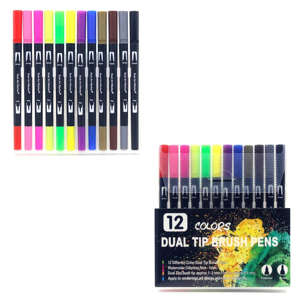 Buy The Best By Artsulli - Art is Long Life Short - Markers Set 36/48/72/120 Colors FineLiner Dual Tip Brush Pen Drawing Painting