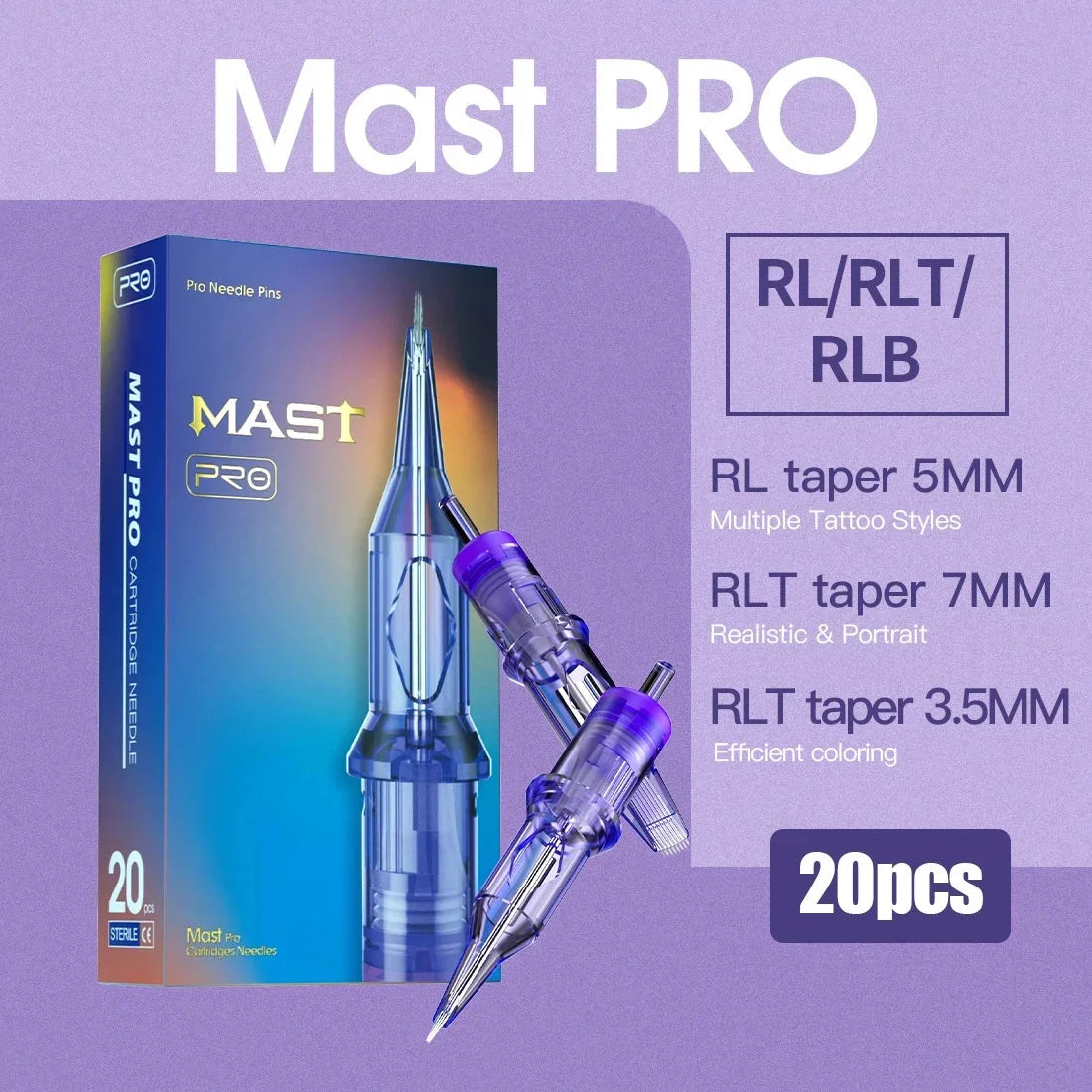 Buy The Best By Artsulli - Art is Long Life Short - Mast Pro Tattoo Cartridge Needles RL 20 Pcs Disposable Permanent Makeup or Body