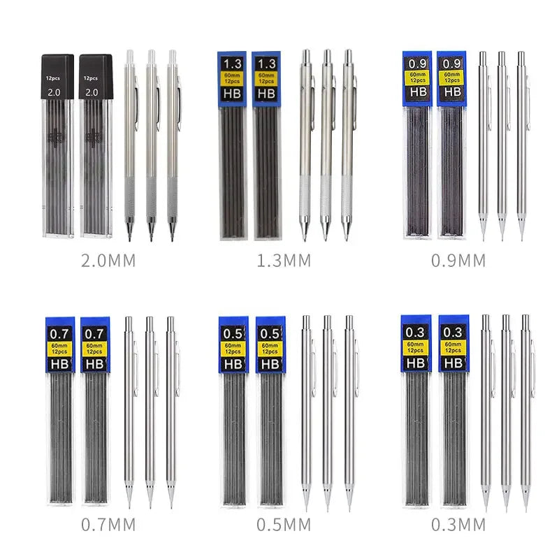 Buy The Best By Artsulli - Art is Long Life Short - Mechanical Pencil Set 0.3 0.5 0.7 0.9 1.3 2.0mm Full Metal Drawing Painting Automatic