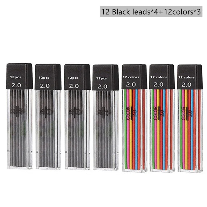 Buy The Best By Artsulli - Art is Long Life Short - Mechanical Pencil Set 2.0 mm with 2B Black/Colors Lead Refill For Writing Sketching
