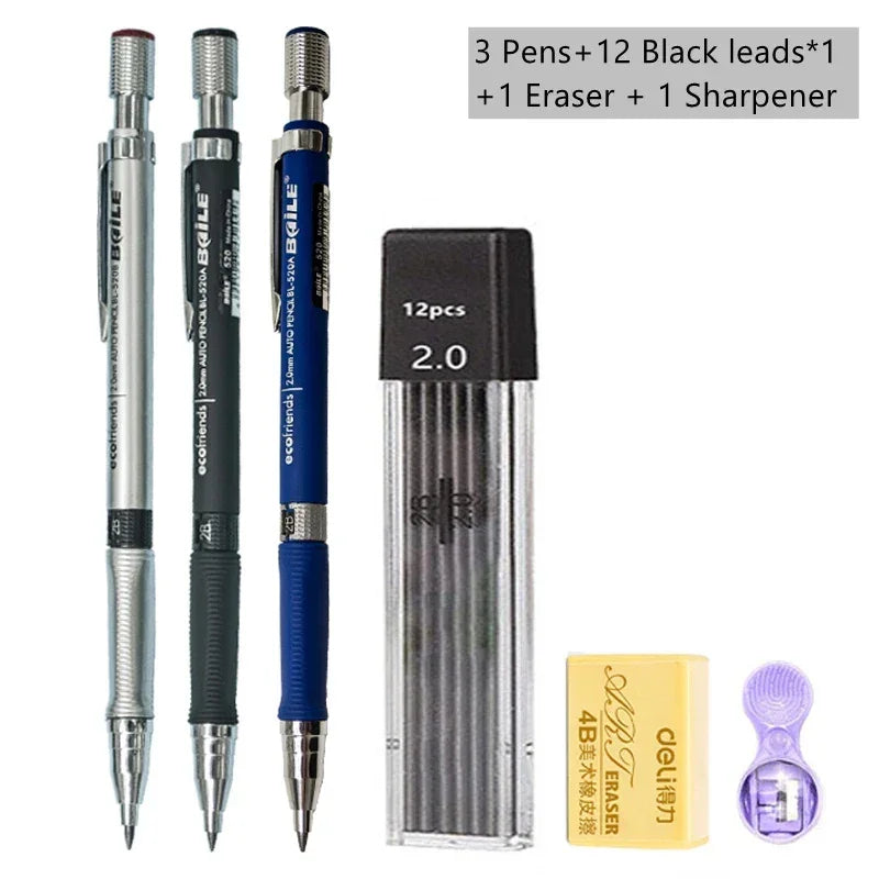 Buy The Best By Artsulli - Art is Long Life Short - Mechanical Pencil Set 2.0 mm with 2B Black/Colors Lead Refill For Writing Sketching