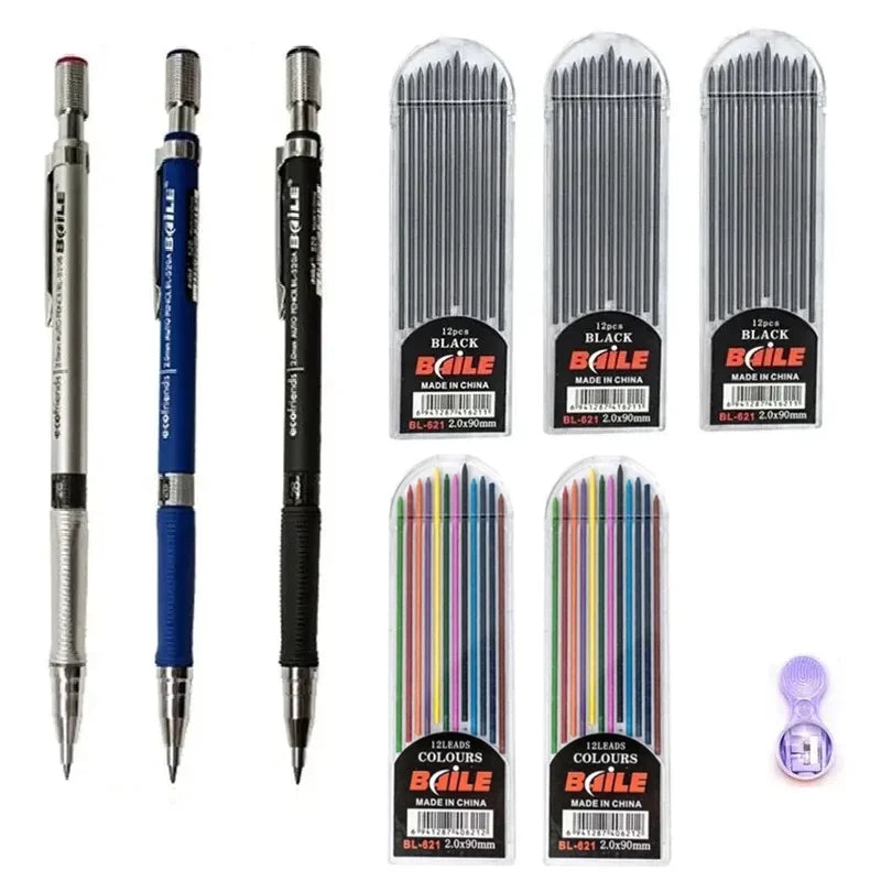 Buy The Best By Artsulli - Art is Long Life Short - Mechanical Pencil Set 2.0 mm with 2B Black/Colors Lead Refill For Writing Sketching