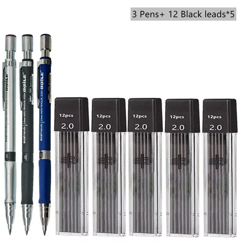 Buy The Best By Artsulli - Art is Long Life Short - Mechanical Pencil Set 2.0 mm with 2B Black/Colors Lead Refill For Writing Sketching