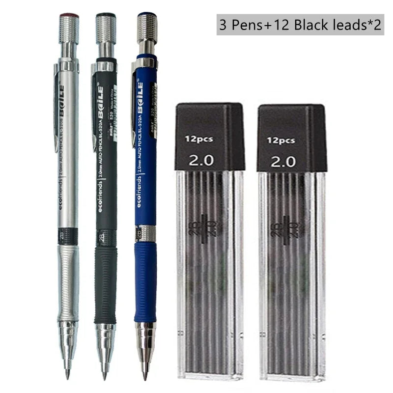 Buy The Best By Artsulli - Art is Long Life Short - Mechanical Pencil Set 2.0 mm with 2B Black/Colors Lead Refill For Writing Sketching