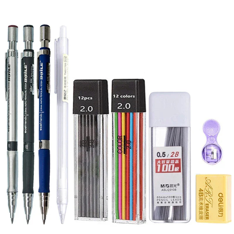 Buy The Best By Artsulli - Art is Long Life Short - Mechanical Pencil Set 2.0 mm with 2B Black/Colors Lead Refill For Writing Sketching